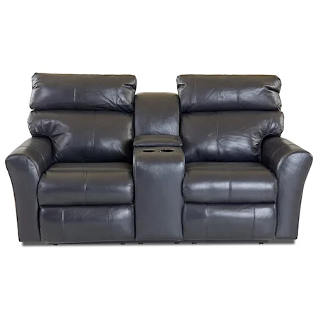 Casual Reclining Loveseat with Cupholder Storage Console